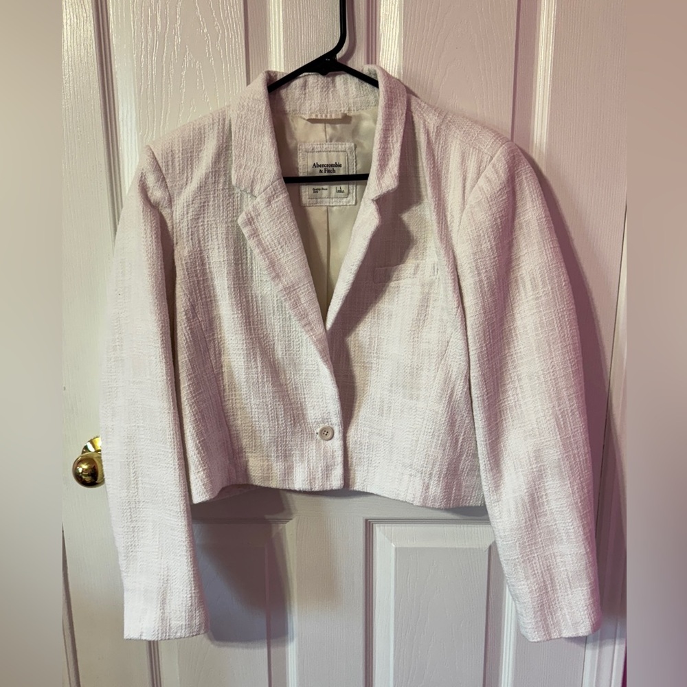 Abercrombie & Fitch White Textured Blazer
